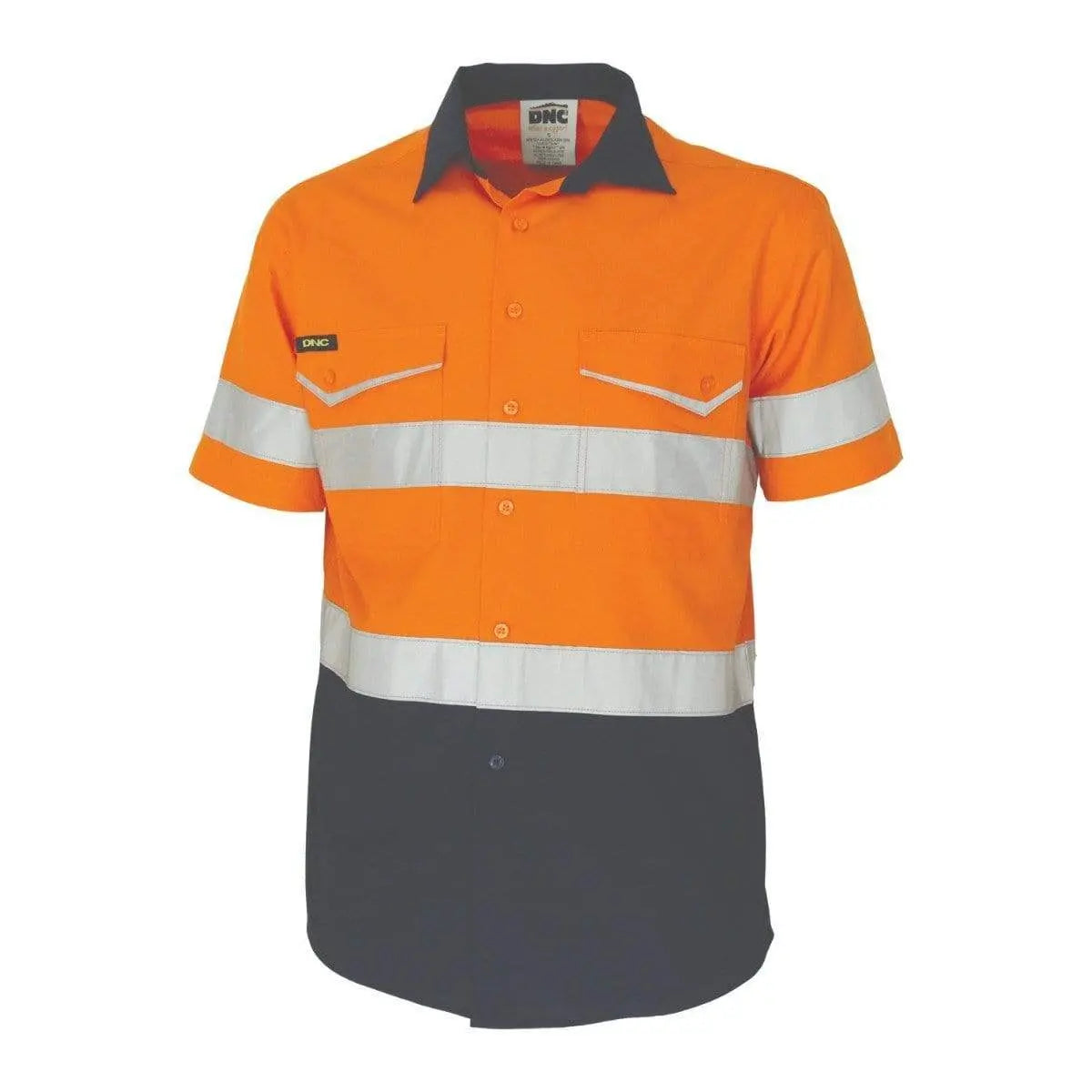 Dnc Workwear Two-tone Ripstop Cotton Short Sleeve Shirt With Csr Reflective Tape - 3587 Metro Workwear.